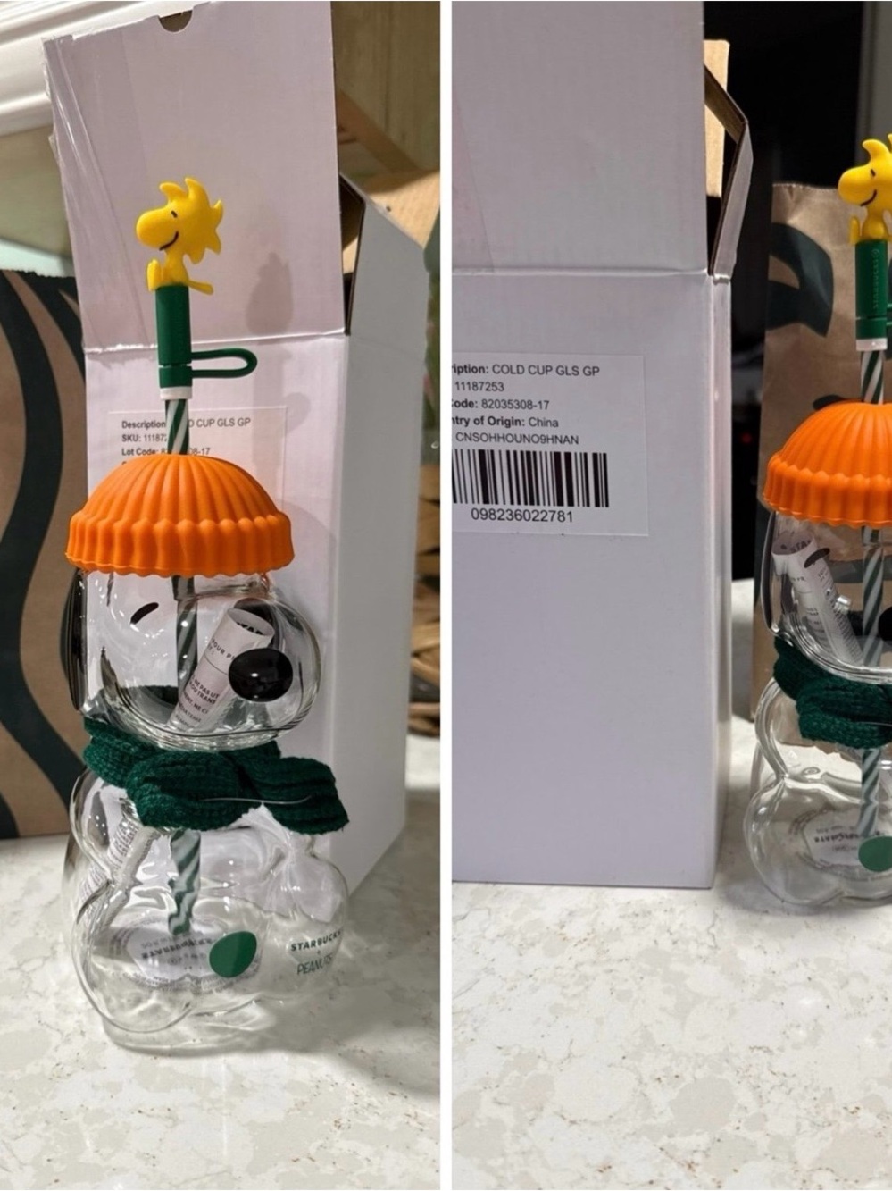 Starbucks  x Peanuts Snoopy Glass Cup Tumbler 2026